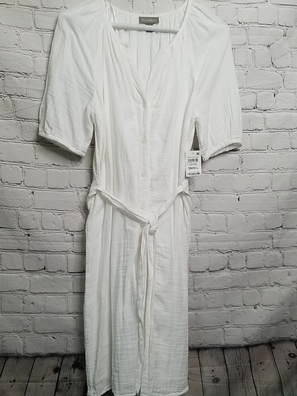 Style & Company Dress Size 6 100% Cotton Lined Tie Belt NWT